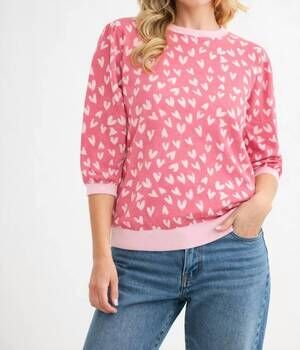 NEW JOH sweetheart short sleeve heart sweater in pink
